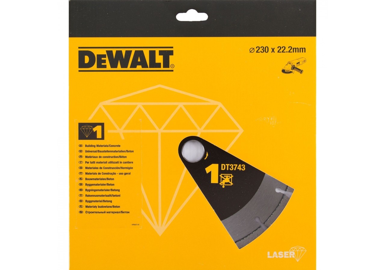 Disque laser pour matériaux de construction/béton 230x22.2mm, hauteur segment 8.5mm - DT3743-XJ - Dewalt