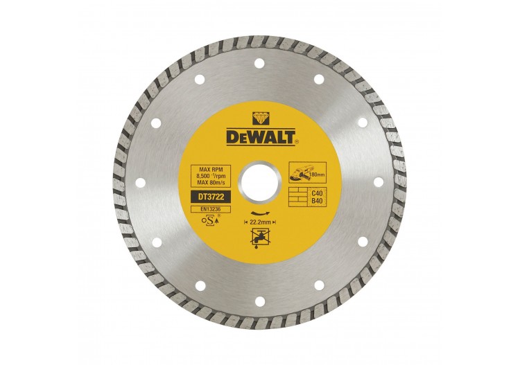 Disque Turbo Pour Matériaux De Construction/Béton 180X22.2mm - DT3722-QZ - Dewalt