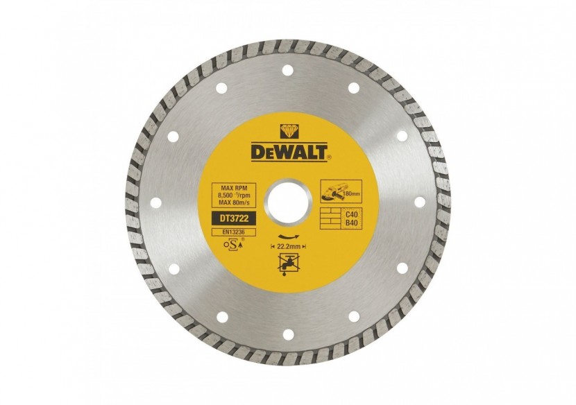 Disque Turbo Pour Matériaux De Construction/Béton 180X22.2mm - DT3722-QZ - Dewalt Disque Turbo Pour Matériaux De Construction/Béton 180X22.2mm - DT3722-QZ - Dewalt