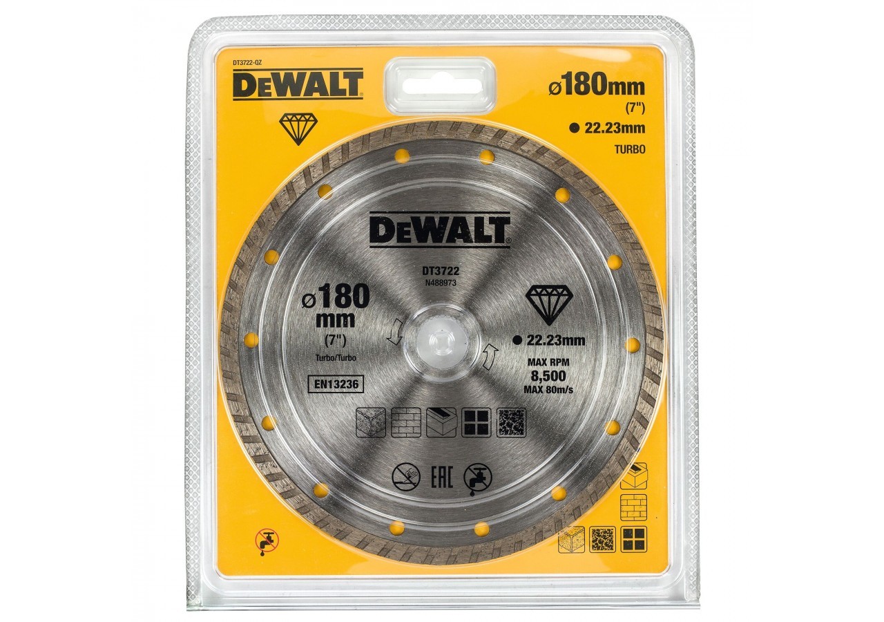 Disque Turbo Pour Matériaux De Construction/Béton 180X22.2mm - DT3722-QZ - Dewalt