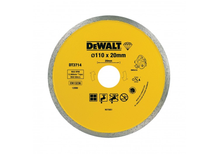 Disque pour scie à carrelage portative DWC410 pour applications générales à sec ou à l'eau 110x20mm - DT3714-QZ - Dewalt