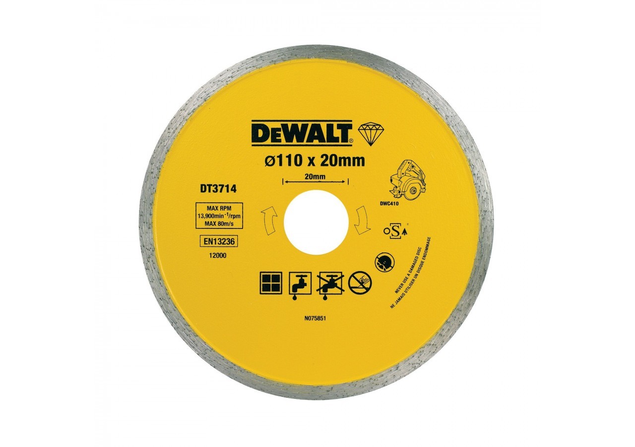 Disque pour scie à carrelage portative DWC410 pour applications générales à sec ou à l'eau 110x20mm - DT3714-QZ - Dewalt