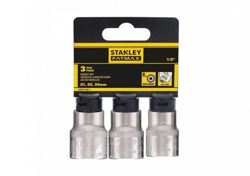 JEU DE DOUILLES 1/2" 6 PANS 21-22- 24 MM FATMAX - 3 PIECES - FMMT17095-0 - Stanley