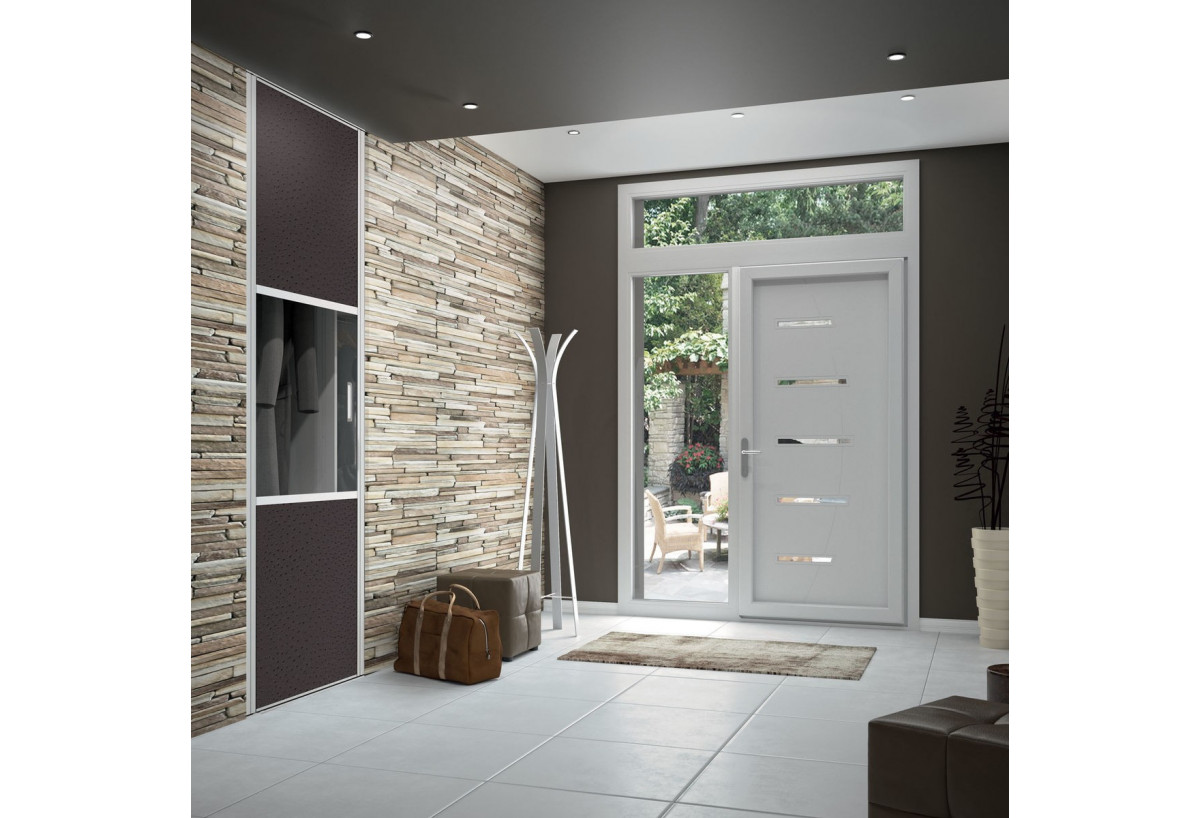 Façade de placard pivotante 1 porte Opale en effet cuir - Kazed : Confort'Mat