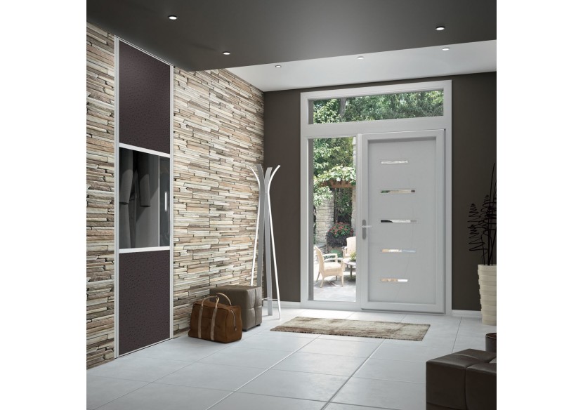 Façade de placard pivotante 1 porte Opale en effet cuir - Kazed : Confort'Mat