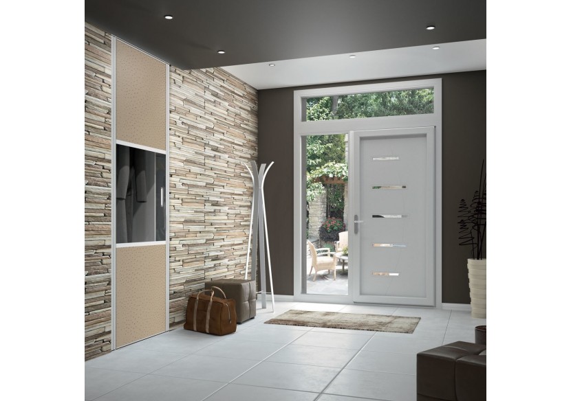 Façade de placard pivotante 1 porte Opale en effet cuir - Kazed : Confort'Mat