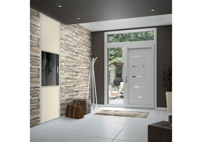 Façade de placard pivotante 1 porte Opale en effet cuir - Kazed : Confort'Mat