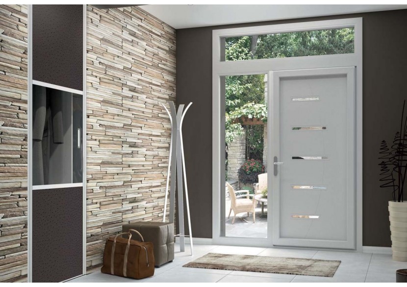 Façade de placard pivotante 1 porte Opale en effet cuir - Kazed : Confort'Mat