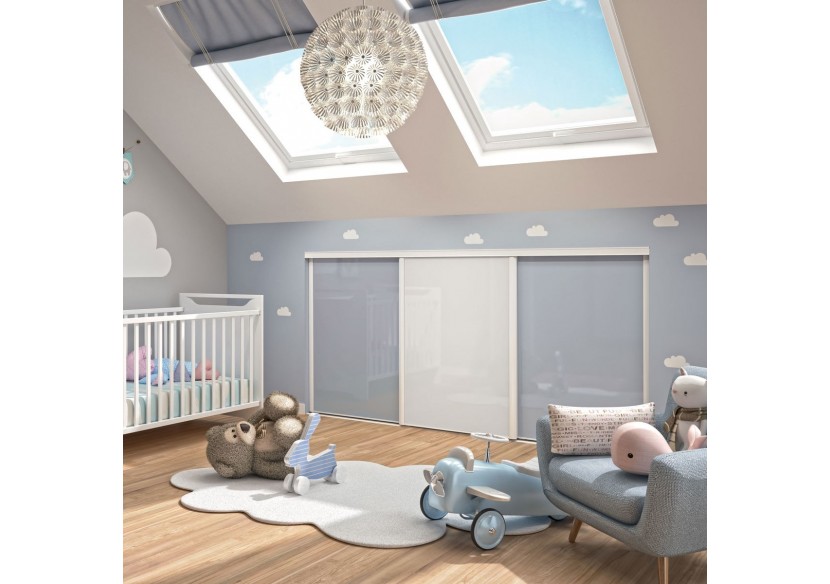 Façade de placard coulissante 3 portes Hugo verre laqué - Kazed : Confort'Mat