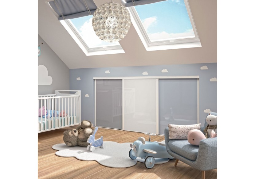 Façade de placard coulissante 3 portes Hugo verre laqué - Kazed : Confort'Mat