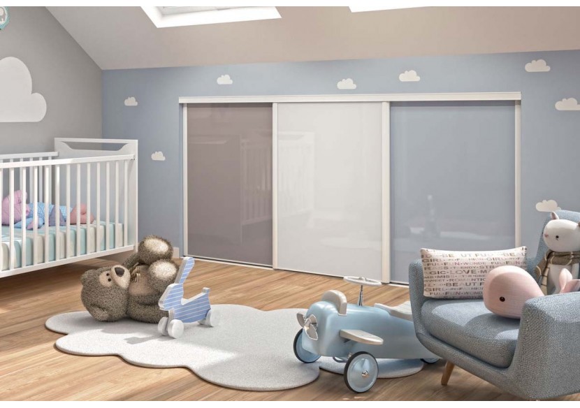 Façade de placard coulissante 3 portes Hugo verre laqué - Kazed : Confort'Mat