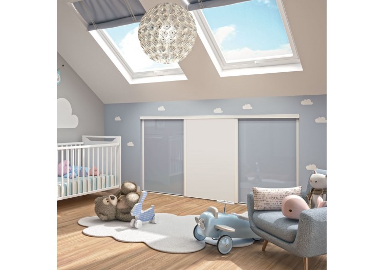 Façade de placard coulissante 3 portes Hugo verre laqué et mélaminé blanc mat - Kazed : Confort'Mat 2