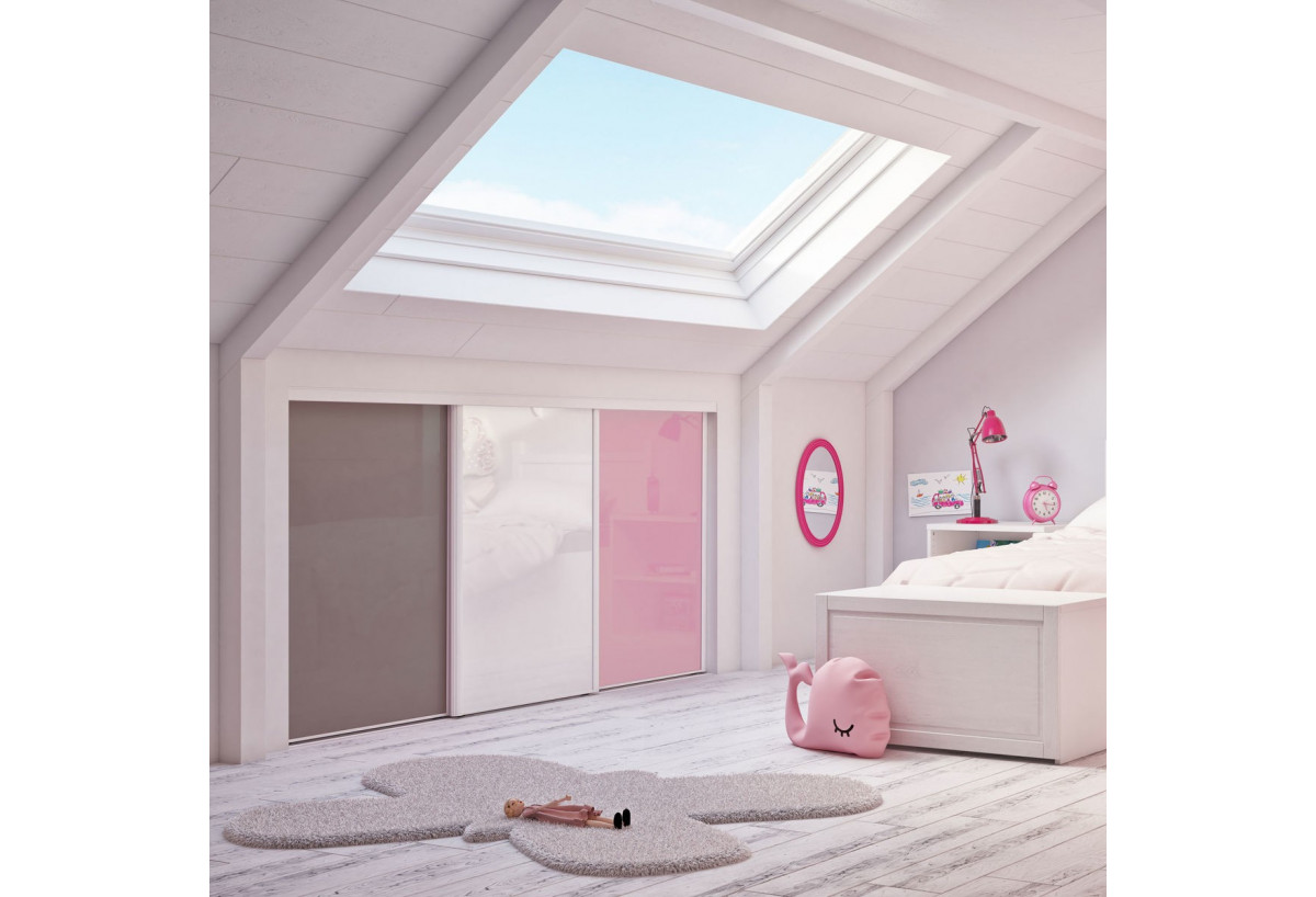 Façade de placard coulissante 3 portes Lola verre laqué- Kazed : Confort'Mat