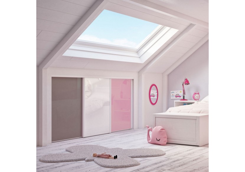 Façade de placard coulissante 3 portes Lola verre laqué- Kazed : Confort'Mat