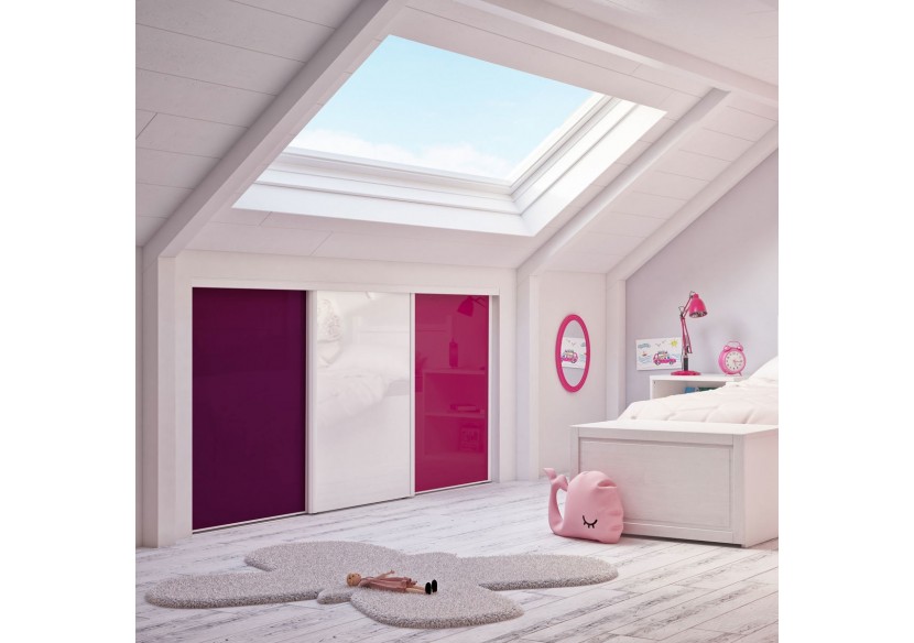 Façade de placard coulissante 3 portes Lola verre laqué- Kazed : Confort'Mat