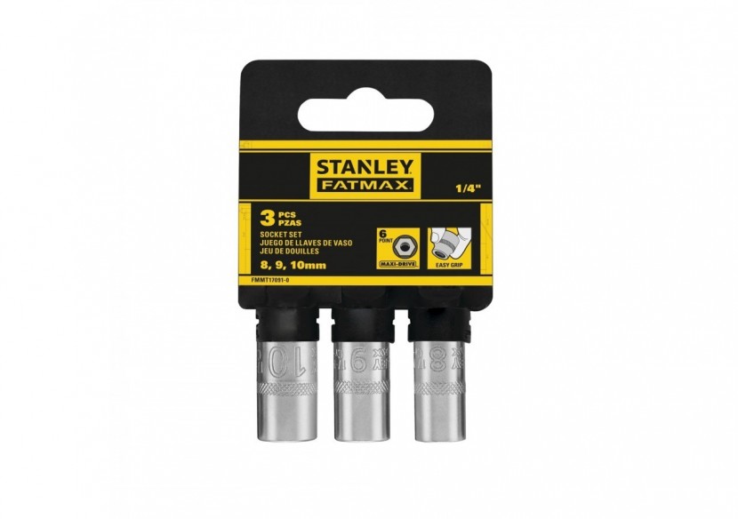 JEU DE DOUILLES 1/4" 6 PANS 8-9-10 MM FATMAX - 3 PIECES - FMMT17091-0 - Stanley