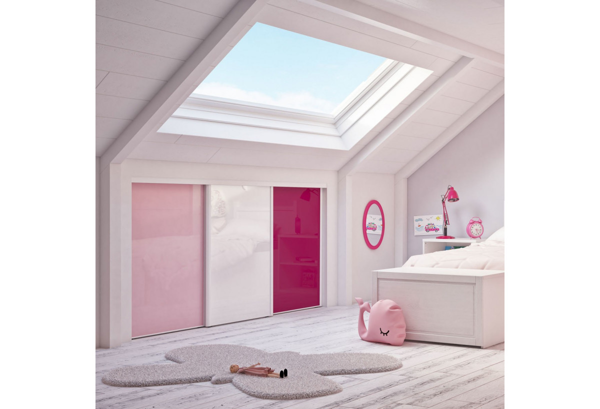 Façade de placard coulissante 3 portes Lola verre laqué- Kazed : Confort'Mat