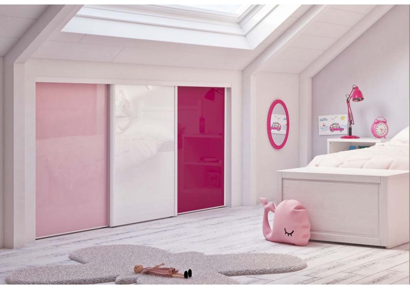 Façade de placard coulissante 3 portes Lola verre laqué- Kazed : Confort'Mat