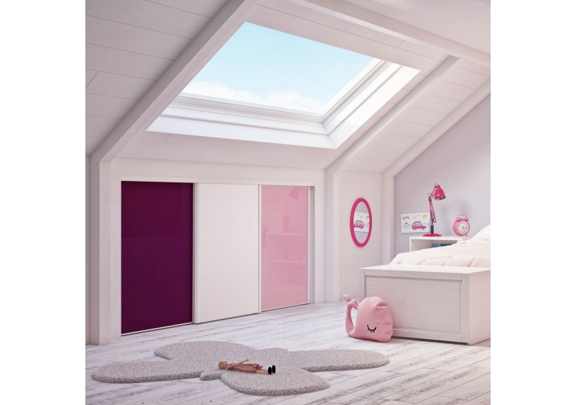 Façade de placard coulissante 3 portes Lola verre laqué et mélaminé - Kazed : Confort'Mat