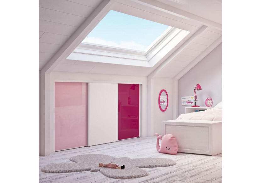 Façade de placard coulissante 3 portes Lola verre laqué et mélaminé - Kazed : Confort'Mat