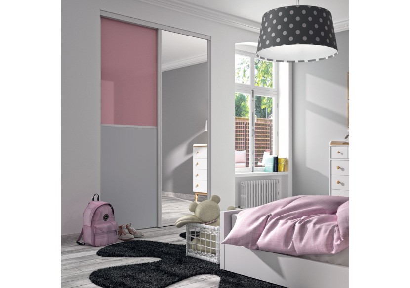 Façade de placard coulissante 2 portes Victoria en verre laqué et mélaminé - Kazed : Confort'Mat