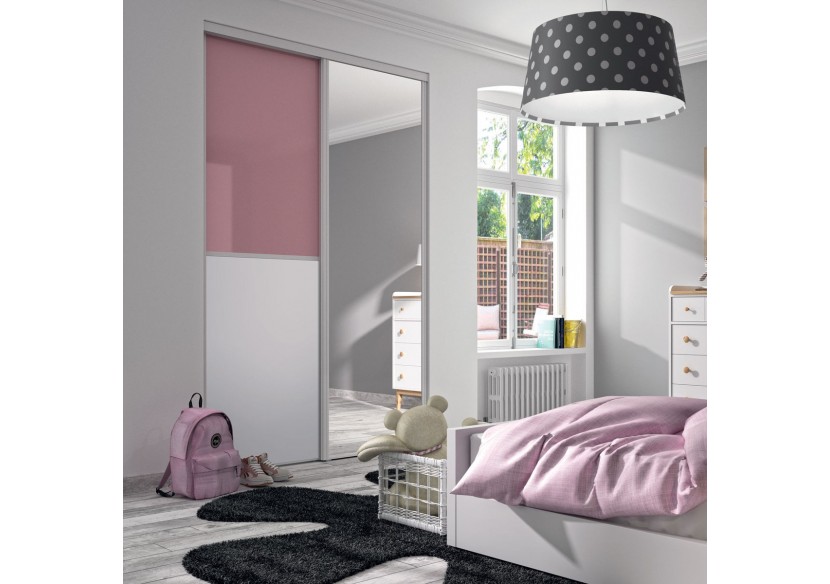 Façade de placard coulissante 2 portes Victoria en verre laqué et mélaminé - Kazed : Confort'Mat