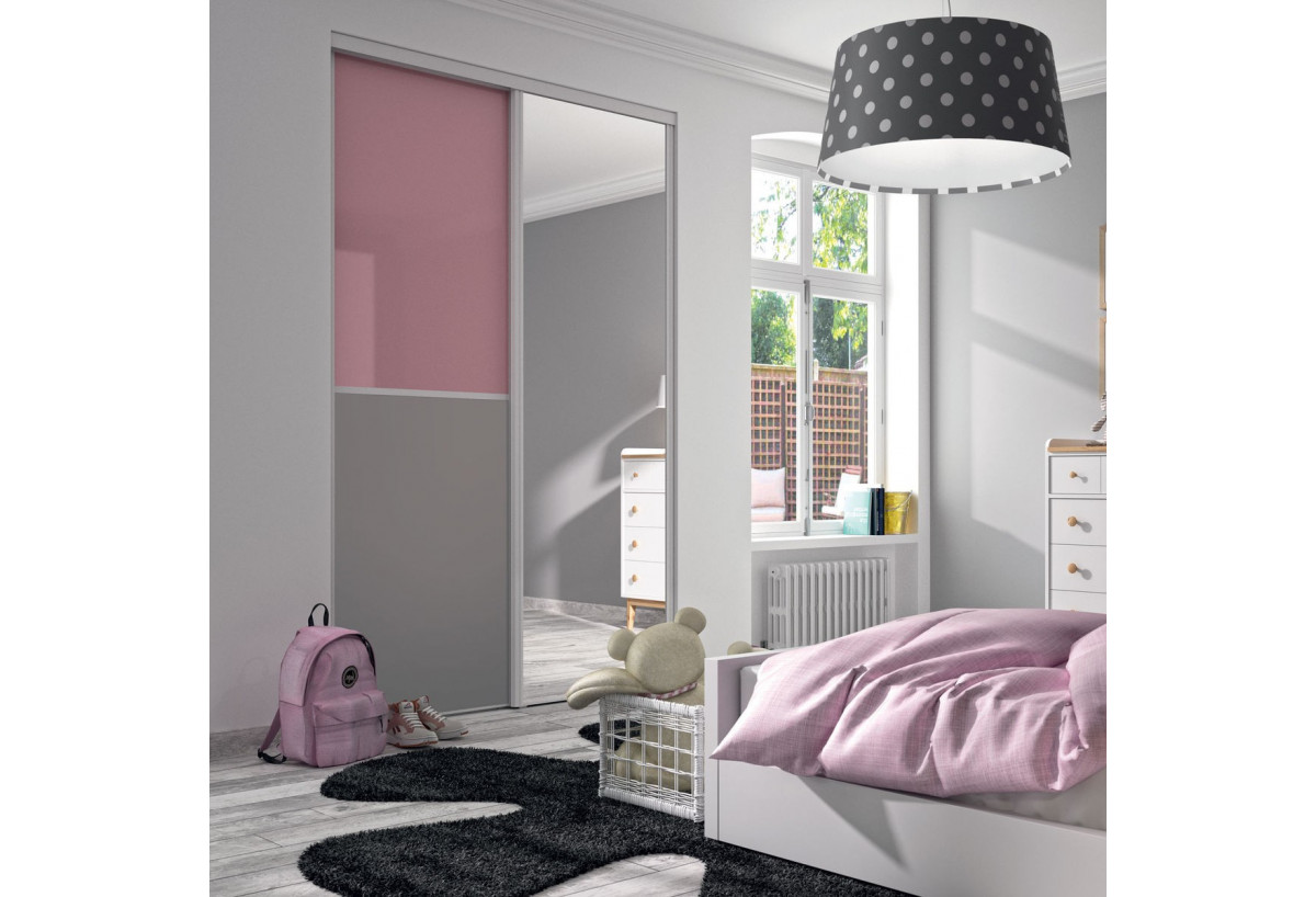 Façade de placard coulissante 2 portes Victoria en verre laqué et mélaminé - Kazed : Confort'Mat