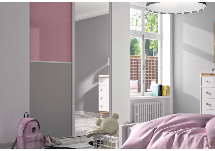 Façade de placard coulissante 2 portes Victoria en verre laqué et mélaminé - Kazed : Confort'Mat