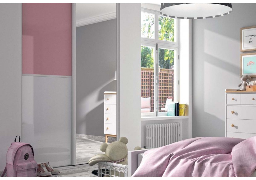 Façade de placard coulissante 2 portes Victoria en verre laqué - Kazed : Confort'Mat