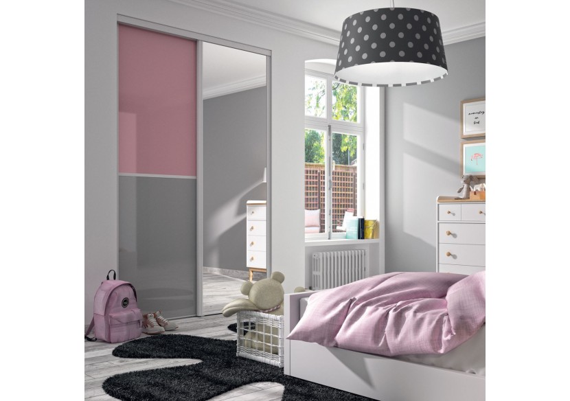 Façade de placard coulissante 2 portes Victoria en verre laqué - Kazed : Confort'Mat