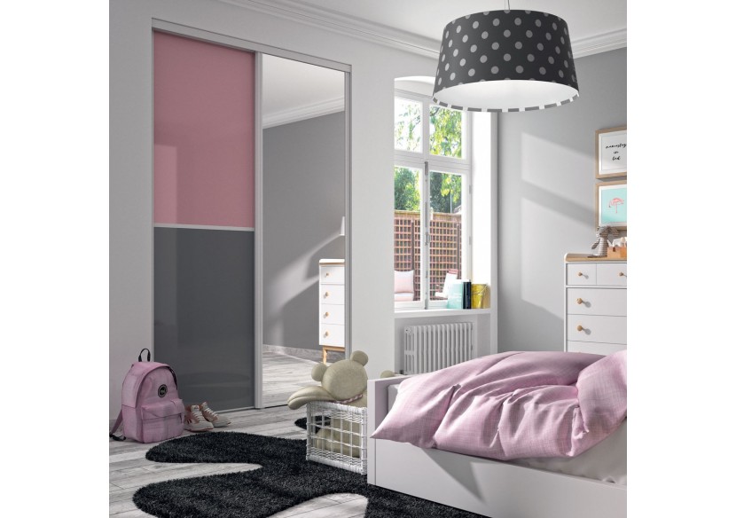 Façade de placard coulissante 2 portes Victoria en verre laqué - Kazed : Confort'Mat