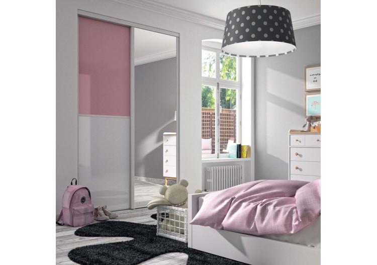 Façade de placard coulissante 2 portes Victoria en verre laqué - Kazed : Confort'Mat 2