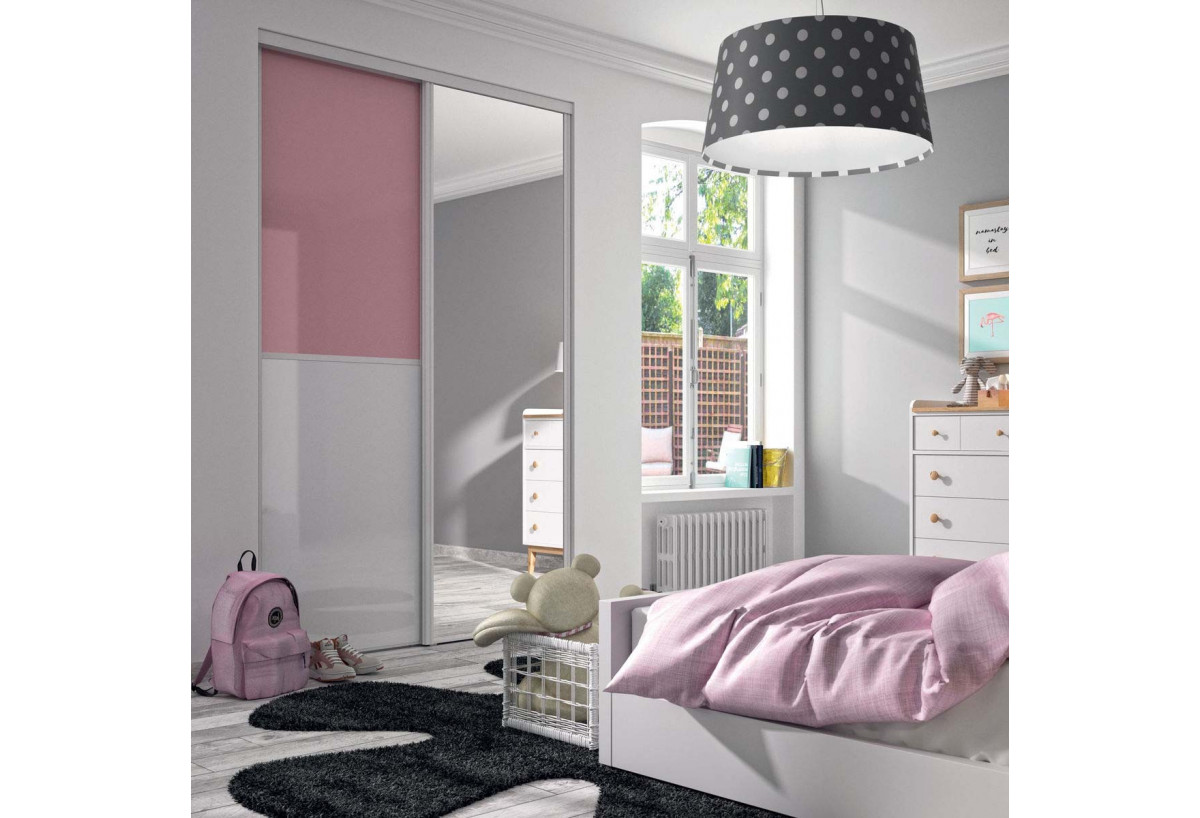 Façade de placard coulissante 2 portes Victoria en verre laqué - Kazed : Confort'Mat