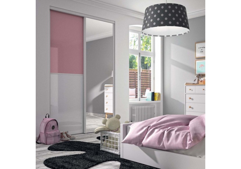 Façade de placard coulissante 2 portes Victoria en verre laqué - Kazed : Confort'Mat