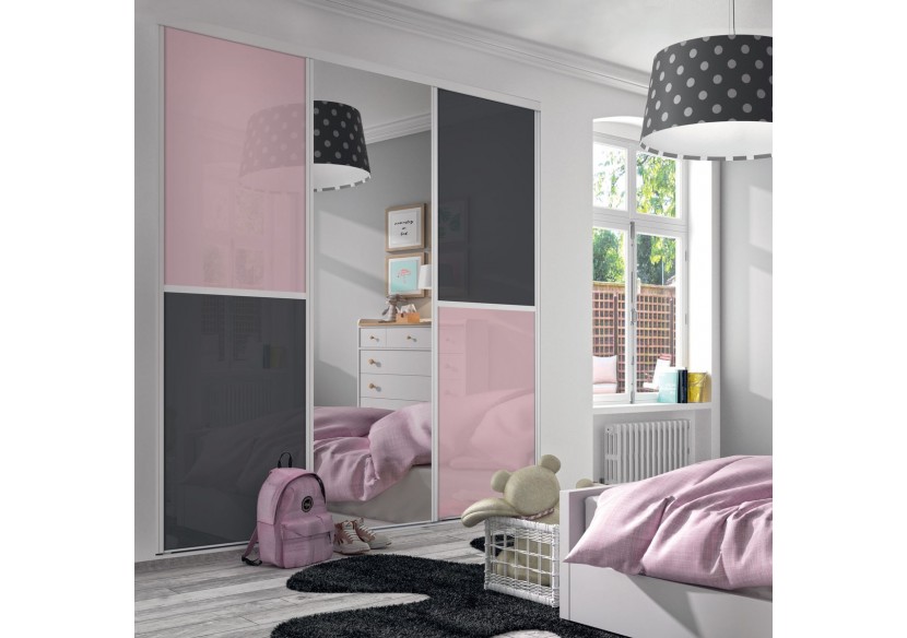 Façade de placard coulissante 3 portes Victoria en verre laqué - Kazed : Confort'Mat