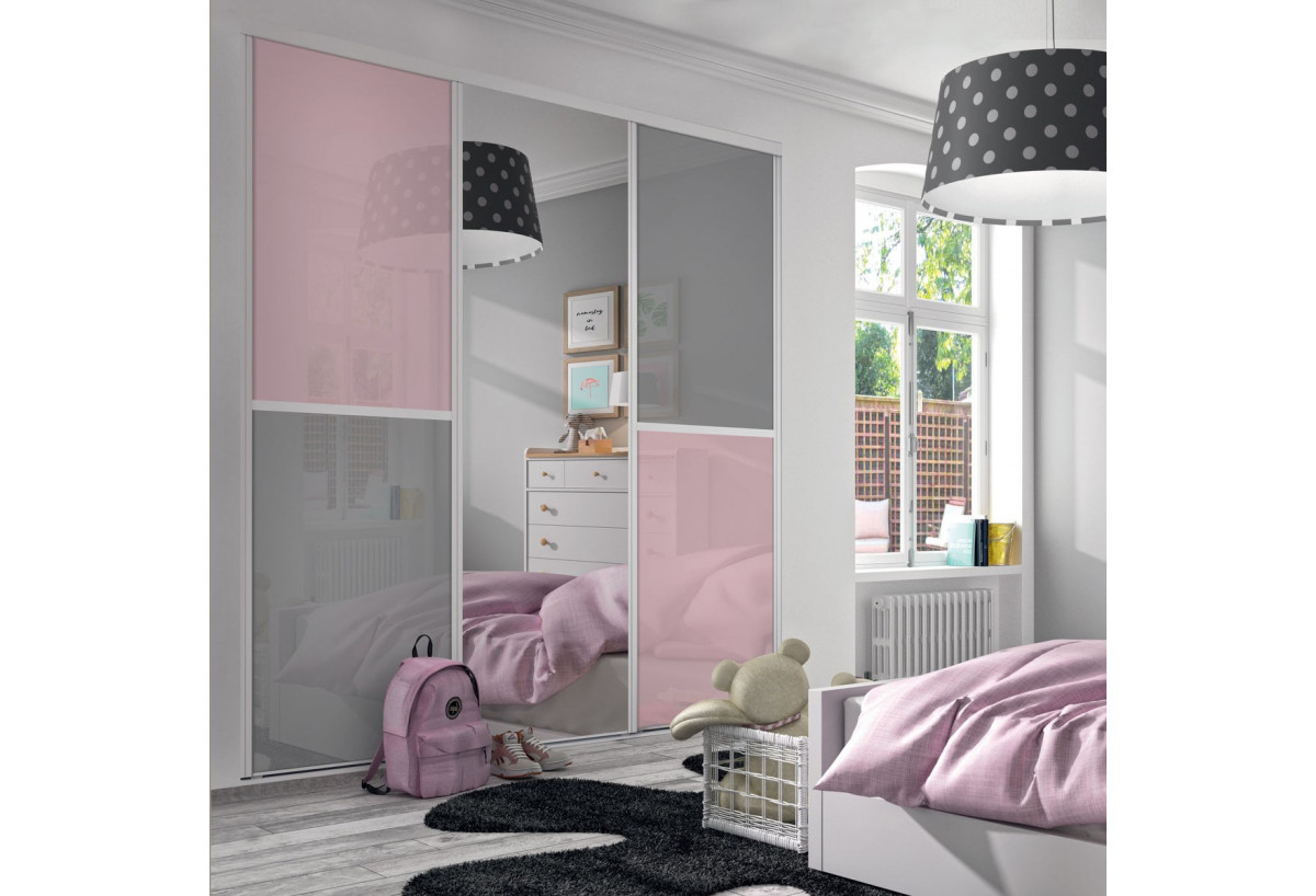 Façade de placard coulissante 3 portes Victoria en verre laqué - Kazed : Confort'Mat