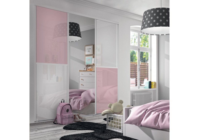 Façade de placard coulissante 3 portes Victoria en verre laqué - Kazed : Confort'Mat