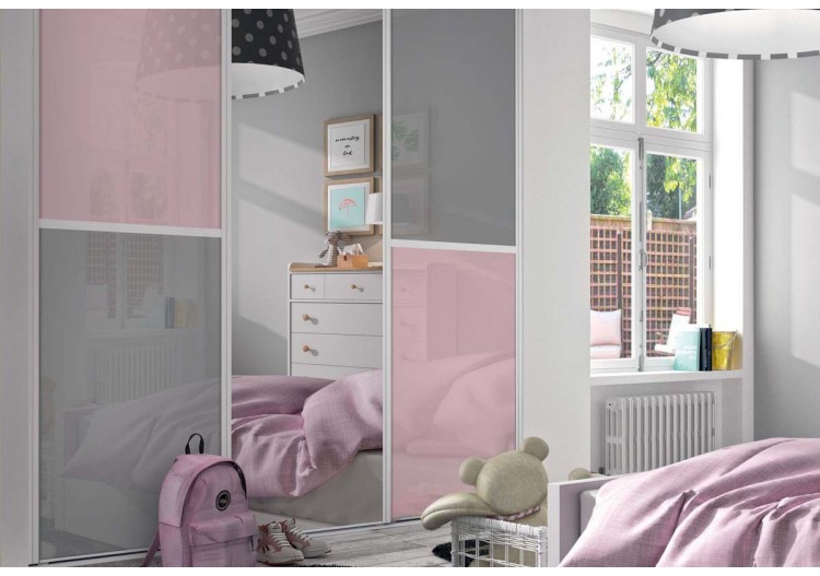 Façade de placard coulissante 3 portes Victoria en verre laqué - Kazed : Confort'Mat