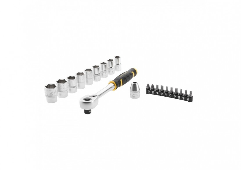 CLIQUET 120 DENTS ½’’ FATMAX + 9 DOUILLES + 10 EMBOUTS + PORTE- EMBOUT – 21 PCS - FMMT82681-0 - Stanley