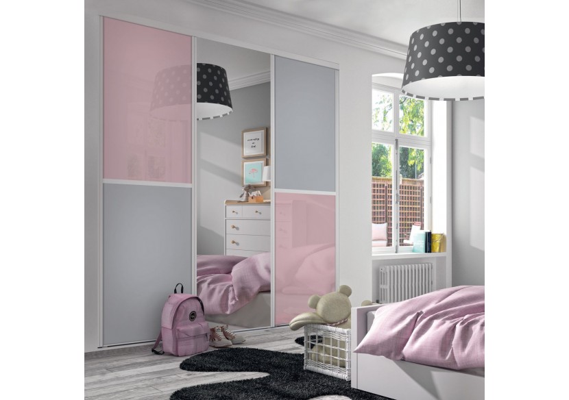 Façade de placard coulissante 3 portes Victoria en verre laqué et mélaminé - Kazed : Confort'Mat