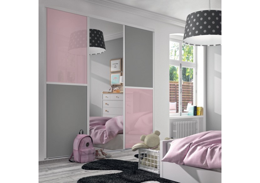 Façade de placard coulissante 3 portes Victoria en verre laqué et mélaminé - Kazed : Confort'Mat