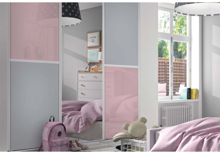 Façade de placard coulissante 3 portes Victoria en verre laqué et mélaminé - Kazed : Confort'Mat