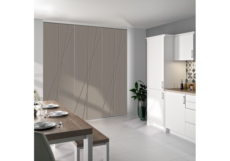 Façade de placard coulissante 3 portes Macchiato graphic argile glacé - Kazed : Confort'Mat 2
