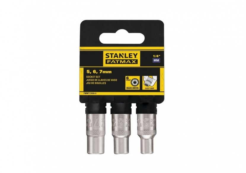 JEU DE DOUILLES 1/4" 6 PANS 5-6-7 MM FATMAX - 3 PIECES - FMMT17090-0 - Stanley