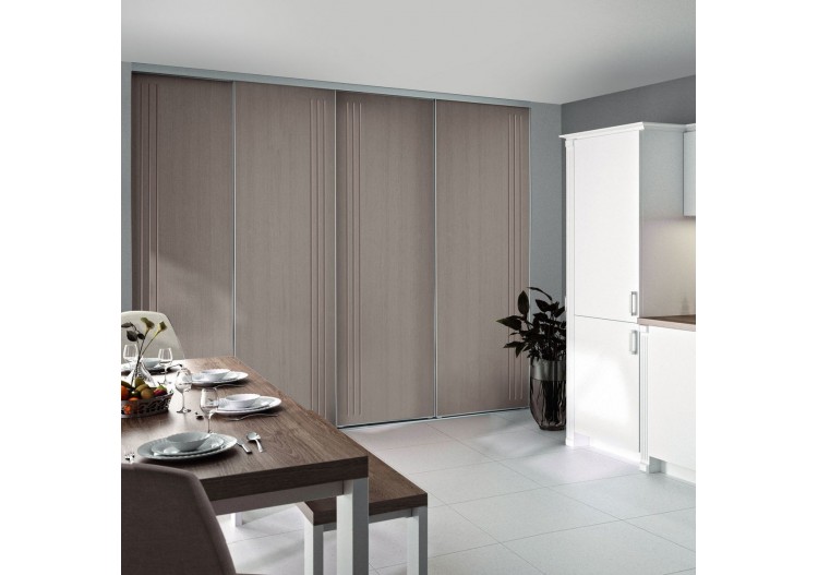 Façade de placard coulissante 4 portes Macchiato graphic argile glacé - Kazed : Confort'Mat 2