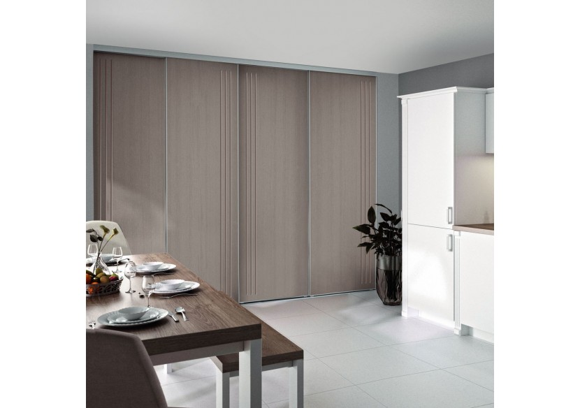 Façade de placard coulissante 4 portes Macchiato graphic argile glacé - Kazed : Confort'Mat