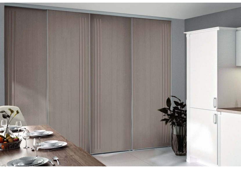 Façade de placard coulissante 4 portes Macchiato graphic argile glacé - Kazed : Confort'Mat