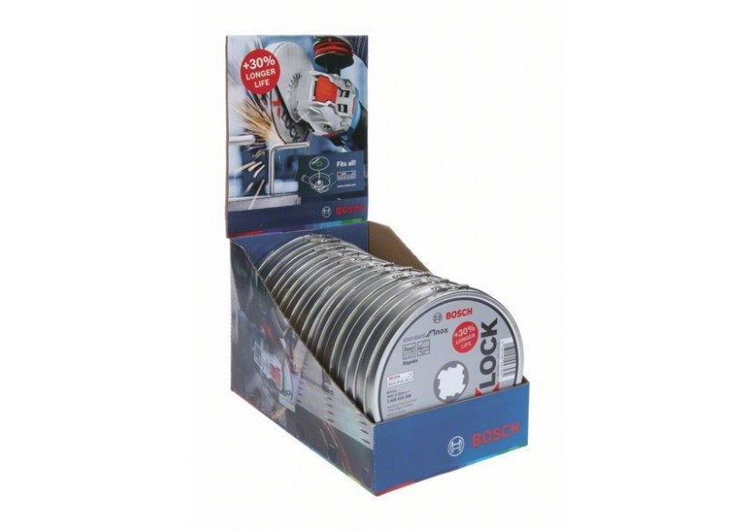 1 boîte métal de 10 disques à tronçonner X-LOCK pour l'Inox standard 115x1 - 2608619266 - Bosch 1 boîte métal de 10 disques à tronçonner X-LOCK pour l'Inox standard 115x1 - 2608619266 - Bosch