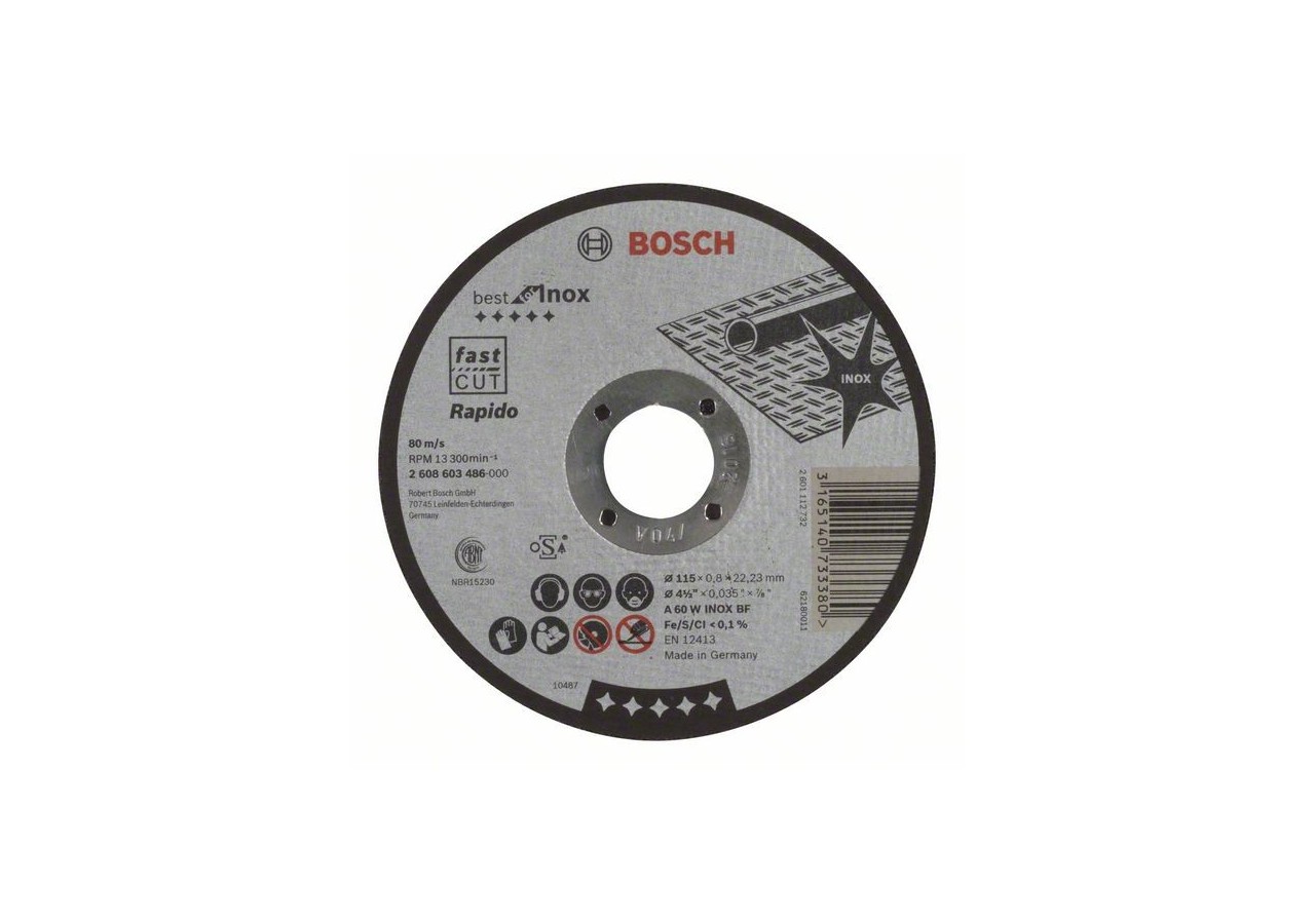 1 disque à tronçonner pour l'Inox Best for moyeu plat 115x0,8mm - 2608603486 - Bosch