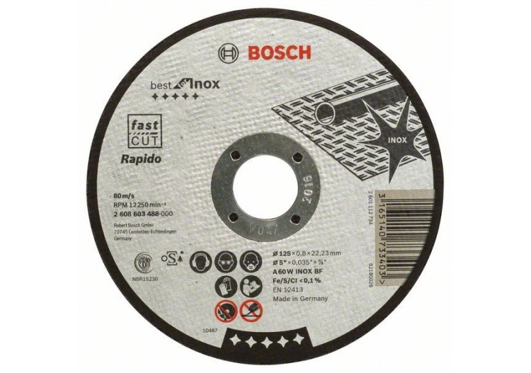1 disque à tronçonner pour l'Inox Best for moyeu plat 125x0,8mm - 2608603488 - Bosch